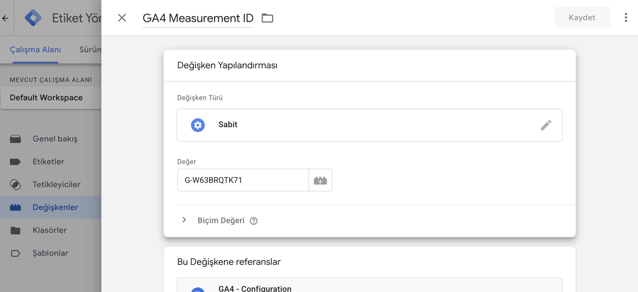 GA4 Measurement ID Düzenleme