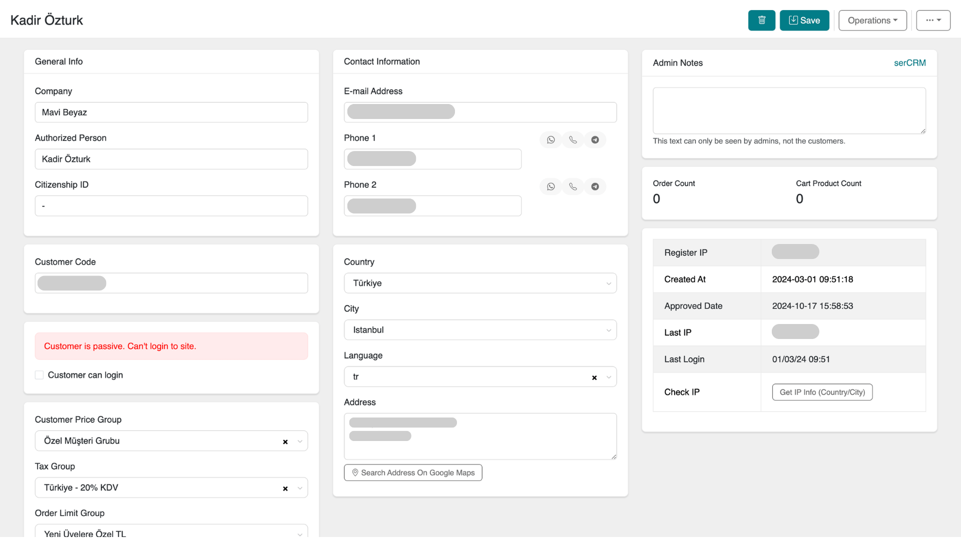 Customer Detail View