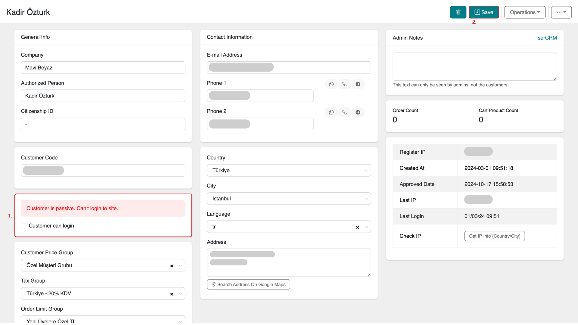 Approving a Customer