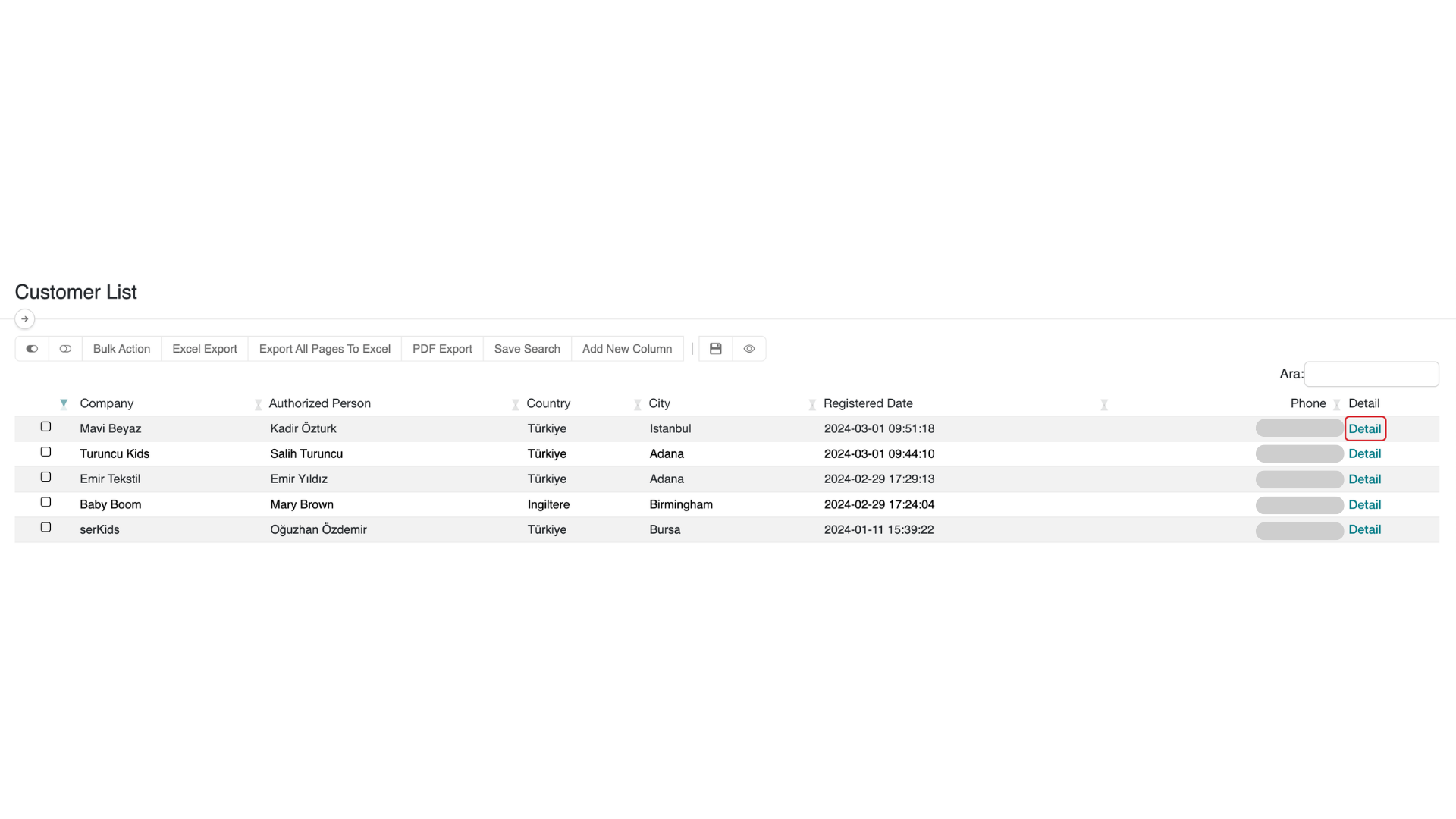 Customer Detail Button